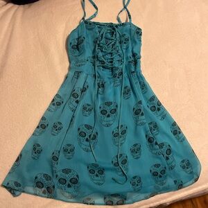 Royal Bones Blue Skull Mini Dress